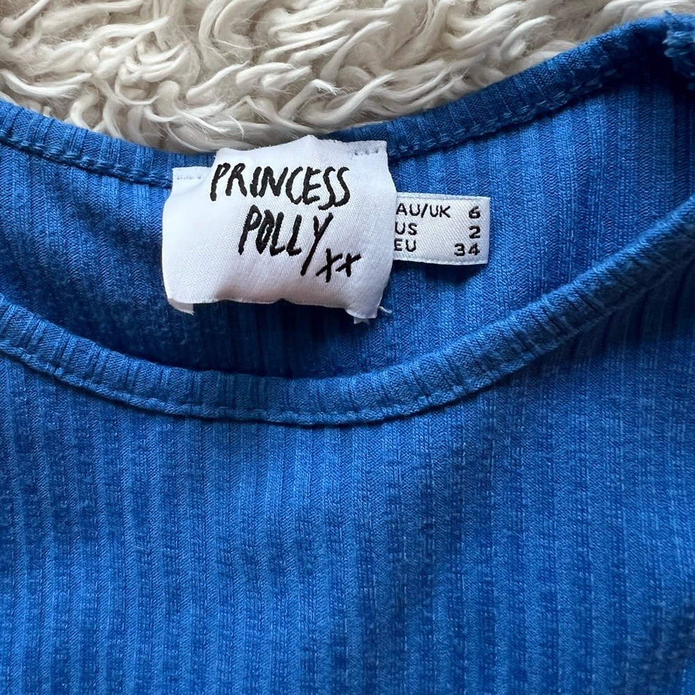 Princess Polly Vibrant Blue Ribbed Top - Picture 2 of 5